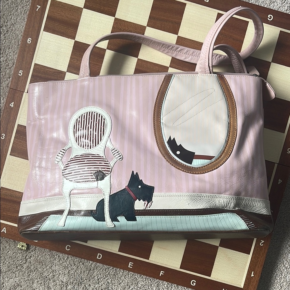 Radley Tearaway 2008 Signature Large Zip Top Leather Tote Grab Bag